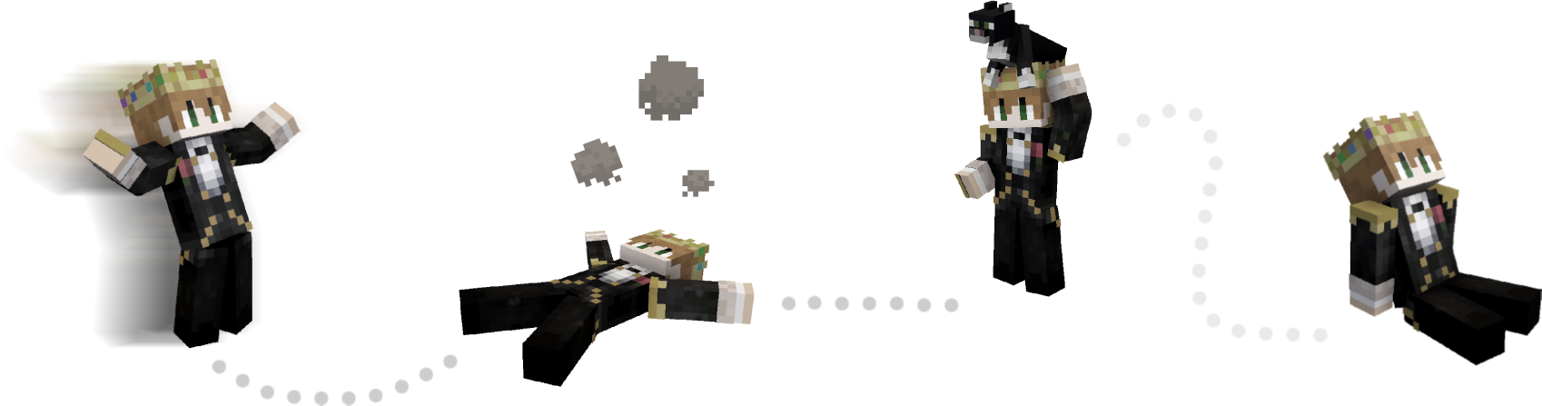 Voxel Inc. Minecraft characters following a dotted path